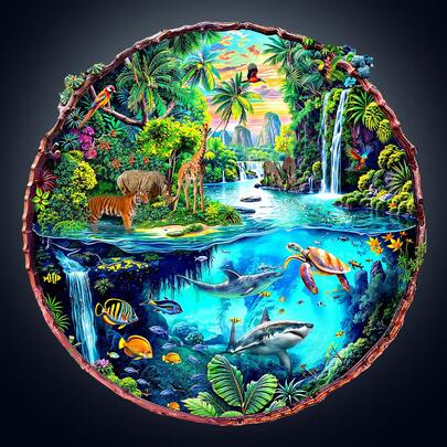 1pc World Fusion Wooden Puzzle, Asymmetrical Animal Shaped Wooden Jigsaw Puzzle Toy, Unique Party Game Gift, Decorative Art Puzzle, Desktop Game Magic Puzzle, Unique Children's Educational Puzzle, Holiday Gift, Suitable For Adult Wooden Puzzle, Back To School Gift, Mother's Day Gift, Birthday Gift
