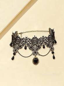 1件装女士蕾丝复古哥特风项链，简约颈链 - 彩色 - 查看 2