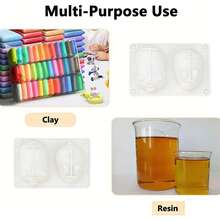 3D卡通双腔兔子和小猪硅胶模具，适用于慕斯蛋糕、布丁、果冻和甜点烘焙——厨房烘焙工具 - 白色 - 查看 5