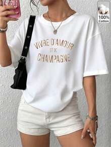 Oversize Oberteile Frühling/Sommer, 100% Baumwolle, Kurzarm T-Shirts für Damen - Stil1 - Übersicht 7