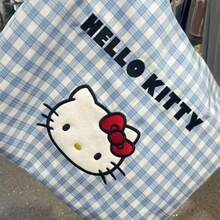 Túi đeo vai hoạt hình đa năng, túi vải canvas kẻ caro KT Cat, cặp sách học sinh, túi tote - /Hangyodon - Xem 6