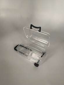 Bộ 4 hộp đựng kẹo mini bằng nhựa trong suốt có bánh xe kéo - Thích hợp để đựng đồ ăn nhẹ hoặc quà tặng dự tiệc, dây chuyền, nhẫn, vòng tay và bông tai, dây cáp dữ liệu và tai nghe, cũng có thể được sử dụng như đồ trang trí nhỏ sáng tạo, hộp đựng kẹo hành lý du lịch. - hộp quà hình vali - Xem 5