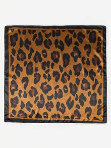 1 pieza Pañuelo cuadrado de 90 cm con estampado de leopardo vintage, pañuelo adecuado para salidas casuales y de moda, diadema, protección contra el viento y el sol al aire libre, perfecto para estilizar, vacaciones, viajes, festivales - café negro - Ver 4