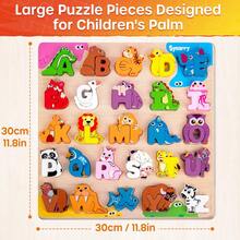 Wooden Alphabet Puzzle, 52 Pieces ABC Puzzles For Kids Ages 3+, Alphabet ABC Letter Blocks Puzzles For 4-8, Animals Letter Matching Learning Toys, Easter Gifts For Kids - Multicolor - View 5