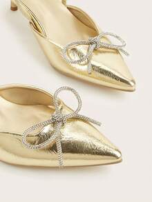 Women's Metal Buckle Pointed Toe High Heel Pumps, Spring/Summer - Gold - View 5