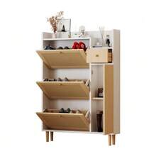High-Quality Rattan Wardrobe With Four Drawers And Solid Wood Handles - For Bedroom, Living Room, Dining Room, Hallway -: Width 80 / Height 80 / Depth 38 Cm - Apricot - View 2