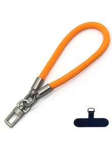 8mm Thick Braided Phone Wrist Strap, Anti-Lost Lanyard With Metal Clip - Orange - View 1