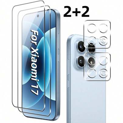 4件套，适用于小米17/17 Pro/17 Pro Max/17 Ultra/POCO F8 Pro/F8 Ultra，包含2张高清透明屏幕保护膜+2张透明镜头保护膜，屏幕保护膜，镜头保护膜，设备保护，时尚设计，完美贴合，耐用玻璃，高品质保护膜，智能手机屏幕保护膜，钢化玻璃保护膜，手机配件，手机保养套装，超薄设计，智能手机保护膜，防刮防摔，无气泡紧密贴合，易于安装
