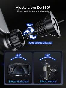 REMAX Cargador de coche totalmente automático con un solo toque, carga inalámbrica de 15W y carga magnética de 66W y por cable, apertura y sujeción automáticas, rotación de 90° con un solo toque, batería recargable incorporada de 200mAh, cargador para iPhone, cargador Tipo C, accesorios para coche, artículos esenciales para coche - Titular - Ver 10