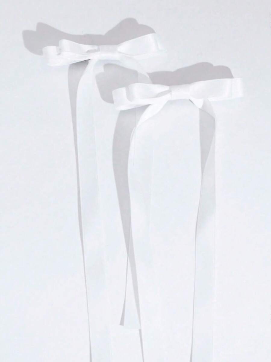 2 chiếc kẹp tóc nơ dài kiểu ballet, phụ kiện cài tóc dễ thương thời trang dành cho nữ, phù hợp cho mọi dịp, mùa hè, kỳ nghỉ, du lịch, phụ kiện đội đầu. - trắng - Xem 1