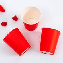 Bộ 3/10/20/50/90 cốc giấy dùng một lần màu đỏ, dung tích 9oz (khoảng 237ml) dùng cho cà phê/trà/đồ uống lạnh, cốc tiệc, đồ uống nhẹ, thích hợp cho tiệc sinh nhật, đám cưới, Ngày của Mẹ. - Nhiều màu - Xem 2