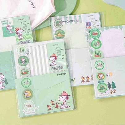 SNOOPY 1本 2026 年新款花生漫画系列，清新柔和的绿色，可爱的图案，具有艺术性和治愈力，厚纸书写流畅不晕染。