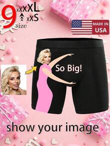 1pc, Personalized Boxer Briefs - Unique Face Photo Printing Underwear, Ultra-Comfy, High-Elastic Underpants - Perfect Romantic Gift Or Valentine's Day Gift, Gym - Black - View 1