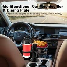 3-In-1 Multi-Function Car Cup Holder Extender With Detachable Tray And Rotating Tray, Suitable For Car Cup Holders, Includes Dual Cup Holders And Adjustable Base, Made Of Plastic - A - View 6