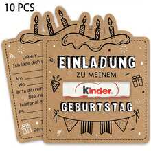 10/30 Stücke Kraftpapier Deutsche Party Einladungskarten, DIY Gekritzel Geburtstags Grußkarten und Cupcake Event Stationery, Geburtstagskarten mit Umschlägen, Alles Gute zum Geburtstag Karte, Geburtstagskarten, Geburtstagskarten, DIY Grußkarten, Cupcake Party - A - Übersicht 8