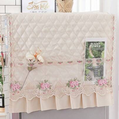 1件装蕾丝口袋多用途罩，天然刺绣，适用于冰箱、洗衣机、微波炉防尘，橱柜装饰