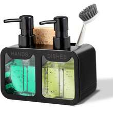 Kitchen Sink Dishwashing Liquid Refillable Bottle Set With Sponge And Brush Holder, Anti-Slip Anti-Rust, White Soap Dispenser Suitable For Kitchen And Bathroom - Multicolor - View 11