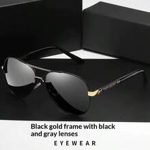 1 Cặp kính râm phi công phân cực kiểu cổ điển thời trang dành cho nam, thích hợp cho câu cá, lái xe, du lịch và nghỉ dưỡng. - Vàng - Xem 11