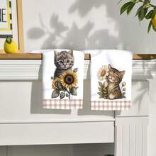 2/4/6pcs Set, Dish Towels, Cute Cat Print Soft Microfiber Absorbent Cloths, Modern Kitchen Towels, Cooking & Baking Tea Towels, Dish Cloths, Cleaning Rags, Hand Towels, Highly Absorbent, Kitchen Decor, Gifts For Neighbors, Mothers, Birthdays, Housewarming For Friends, Kitchen Essentials, Daily Necessities - Multicolor - View 8