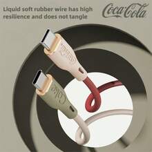 Coca-Cola 可口可乐 C-1 USB C 转 C 快充线，60W 高速充电线，内置智能芯片，防漏设计，兼容笔记本电脑、平板电脑、手机、Switch 等设备。 - 粉色 - 查看 5