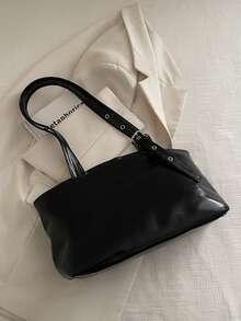 韩版时尚简约通勤手提包，新款个性化时尚大容量手提包，优雅单肩包 - 黑色 - 查看 6