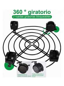 2 Soportes De Base De Maceta De Metal Con Ruedas De Rotación - Negro - Ver 7