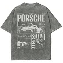 [New Products Arrive With Great Power] 911 GT3RS Unisex Fit Washed T-Shirt Unisex T-Shirts For Summer Outings - Grey - View 8
