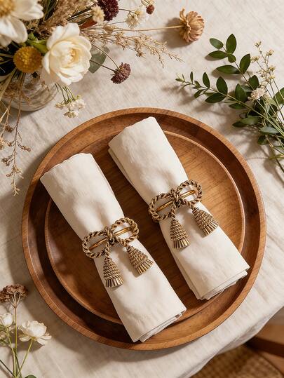 6pcs Gold Butterfly Napkin Rings, Luxurious Texture, Durable Desktop Decor, Suitable For Room, Dining Table, Home, Party, Holiday, Wedding, Gift, Dinner, Outdoor, Picnic