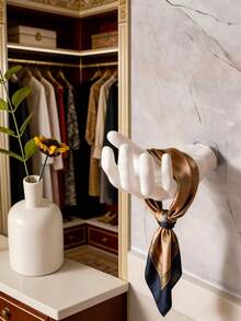 Palm-Shaped Bathroom Wall Hook, No Drill Comb & Soap Storage Rack, Waterproof Adhesive Hanger - Multicolor - View 3