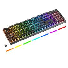 ATTACK SHARK *ZIYOULANG M104 Wireless Gaming Keyboard With Metal Panel Wired/Bluetooth Mechanical Feel Membrane Full Size Keyboard With Numeric Keypad RGB 4000MAH Rechargeable Quiet For PC Gamer - View 11