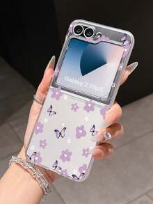 1个时尚简约磨砂PC材质可爱花朵蝴蝶星形元素折叠手机壳，可保护手机并防止跌落，适用于：三星Galaxy Zflip 3/Zflip 4/Zflip 5/Zflip 6/Zflip 7/ Find N3 Flip/ Razr 50 Ultra/ Razr 60 Ultra/ 60/ Razr 50/小米MIX Flip/Galaxy Z Flip7 FE - 無色 - 查看 14