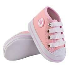 Baby Boy Shoes, High-Top Sneakers, Newborn Size, Comfortable Canvas - 淺粉色 - 查看 3