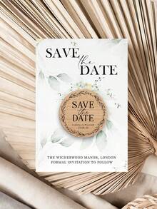 Personalized Greenery Save The Date Card With Wooden Magnet - Custom Wedding Invitation Keepsake. Custom Greenery Wedding Save The Date Card With Wooden Magnet - Elegant Eucalyptus Invitation Keepsake. - Multicolor - View 12