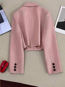 Áo blazer nữ màu hồng cổ chữ V tay dài cài một nút, kiểu dáng thường ngày, thích hợp cho tiệc chiêu đãi, đám cưới, liên hoan, dã ngoại, ngày lễ tình nhân hoặc các lễ hội và sự kiện quan trọng khác, mùa xuân, ngày lễ tình nhân, lễ hội hóa trang, đi biển, sinh nhật. - Hồng - Xem 5