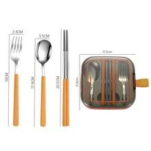 Conjunto de Talheres de Viagem com Caixa de Armazenamento, Conjunto de Utensílios Portátil, Talheres de Aço Inoxidável Destacáveis e Reutilizáveis para Trabalho, Camping - Multicolorido - Visão 9