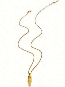 1pc Fashionable Delicate Fish Pendant Necklace, Personalized Women Clavicle Chain - Fish Necklace - View 9