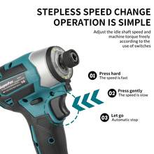 SuperPan 173 Brushless Cordless Impact Driver, 180Nm High Torque 3-Speed Electric Screwdriver, Home Renovation Power Tool, Bare Tool - Blue - View 5