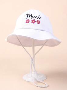 1顶女婴宽檐遮阳帽，防风防晒沙滩帽，适合春、夏、秋季 - 1PC - 查看 12