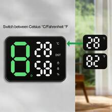 1 Cáp dữ liệu, Đồng hồ báo thức kỹ thuật số 3D để bàn, Đồng hồ treo tường LED phát sáng cho phòng ngủ, Đồng hồ điện tử đa chức năng đơn giản - Vỏ đen - Xem 5