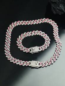 kuuioe 2件套朋克嘻哈风项链+手链首饰套装,男女皆宜,送给酷朋友的完美装饰礼物,中性配饰 - 銀色 - 查看 12