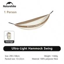 Naturehike 1件装单人/双人户外露营超轻吊床，承重200公斤 - 彩色 - 查看 12