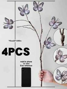 Artificial Flowers 5 Dead Branches Butterfly Home Windows And Garden Wind Showcase Windows And Flowers 3D Simulation Dreamy Butterfly Single Branch - Multicolor - View 19