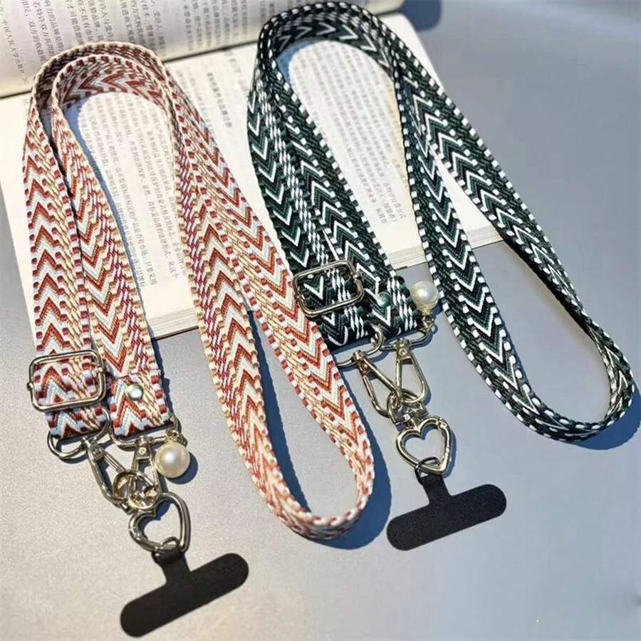 Dây đeo cổ/vai dệt kiểu retro, có thể điều chỉnh, dùng cho điện thoại, máy ảnh, thiết kế đa năng. - Nhiều màu - Xem 1