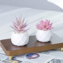 Artificial Succulent Potted Plant, Small Fake Pink Flower, Suitable For Living Room, Bedroom, Office Desk, Bookshelf, Bathroom Decor - Pink Succulent - View 5