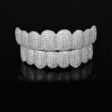 THATBOY Bộ 2 răng giả đính đá Zirconia phong cách Punk, gồm 8 răng trên và 8 răng dưới, phù hợp cho các rapper và cosplay, răng giả cao cấp phong cách Punk, giúp nâng cấp nụ cười của bạn ngay lập tức. - Nhiều màu - Xem 9