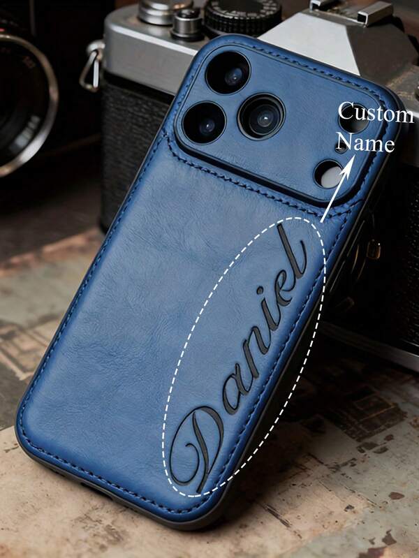 Customized Luxury Faux Leather Crinkle Texture Phone Case, Suitable For IPhone 17 Pro Max, 17, 16, 15, 14, 13, 12, 11 Pro Max, 16, 15 Plus, Anti-Drop Lens Protection Back Cover