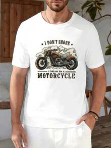 T-Shirt Vintage Da Motociclista Con Grafica Da Moto, Tessuto Di Alta Qualità, Vestibilità Comoda, Traspirante, Casual, Design Grafico - 白色 - 查看 1