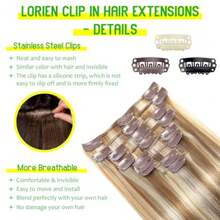 LORIEN Clip in Hair Extensions Real Human Hair Clip in 100% Brazilian Remy Human Hair Extensions 8pcs Per Set with 18 Clips Double Weft 18 Inch 100g 16/22 Light Blonde to Golden Blonde - 16/22 Rubio claro con reflejos rubio dorado - Ver 5