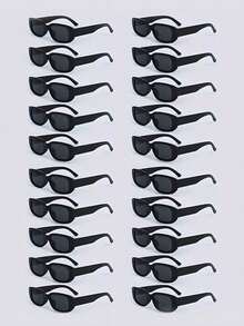 20/40pcs Vintage Square Glasses, Unisex, Suitable For Wedding, Graduation Decoration And Party Accessories - Black - View 1