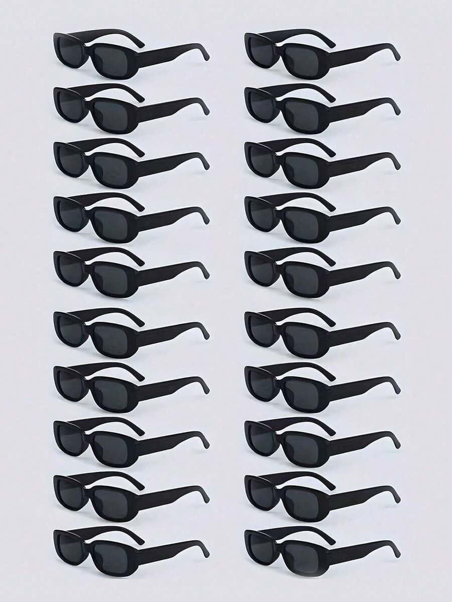 20/40pcs Vintage Square Glasses, Unisex, Suitable For Wedding, Graduation Decoration And Party Accessories - Black - View 1